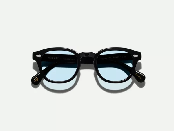 Moscot Lemtosh Black Sunglasses with Customs Made Tints - Bel Air Blue