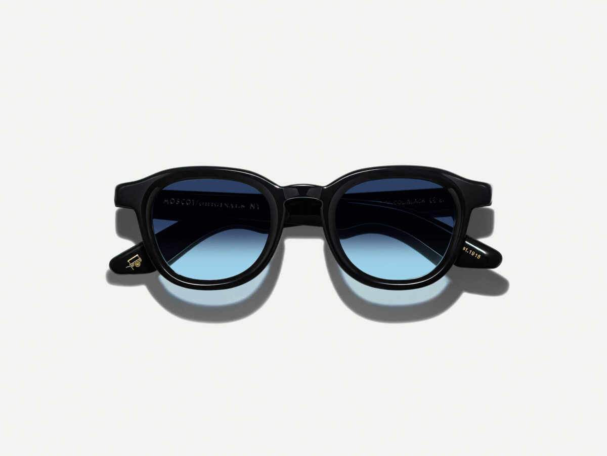 Moscot Dahven Black Sunglasses with custom made tints - denim blue 44 - Image 1