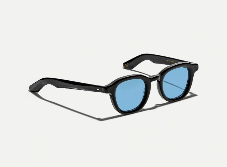 side Moscot Dahven Black Sunglasses with custom made tints - celebrity blue 44 - Image 2