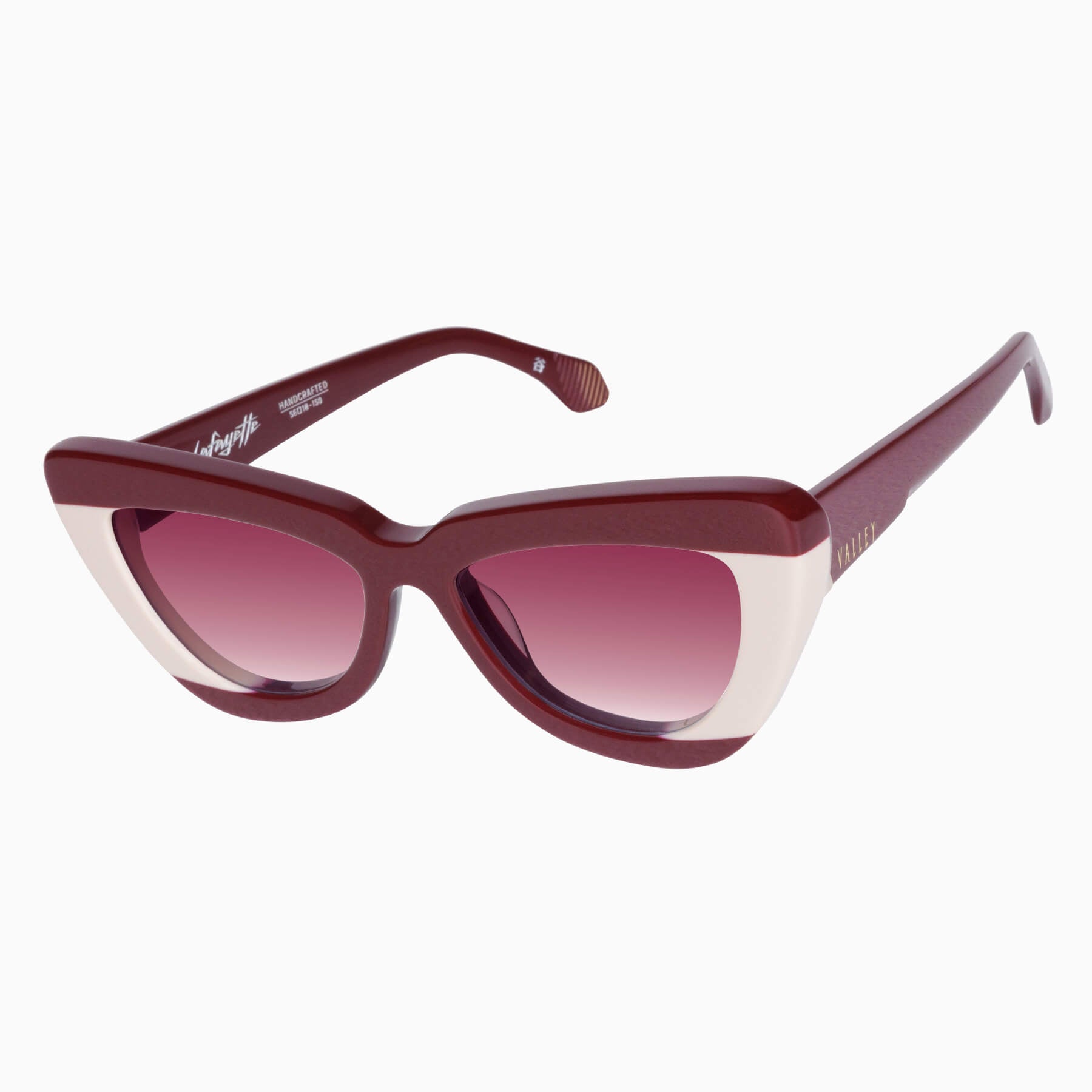 31881786-b776-4977-b9d3-1f49c05f943c_2048x Valley Lafayette Sunglasses - in Burgundy Light Tan Splice w. Gold Metal / Rose Gradient Lens - Image 2