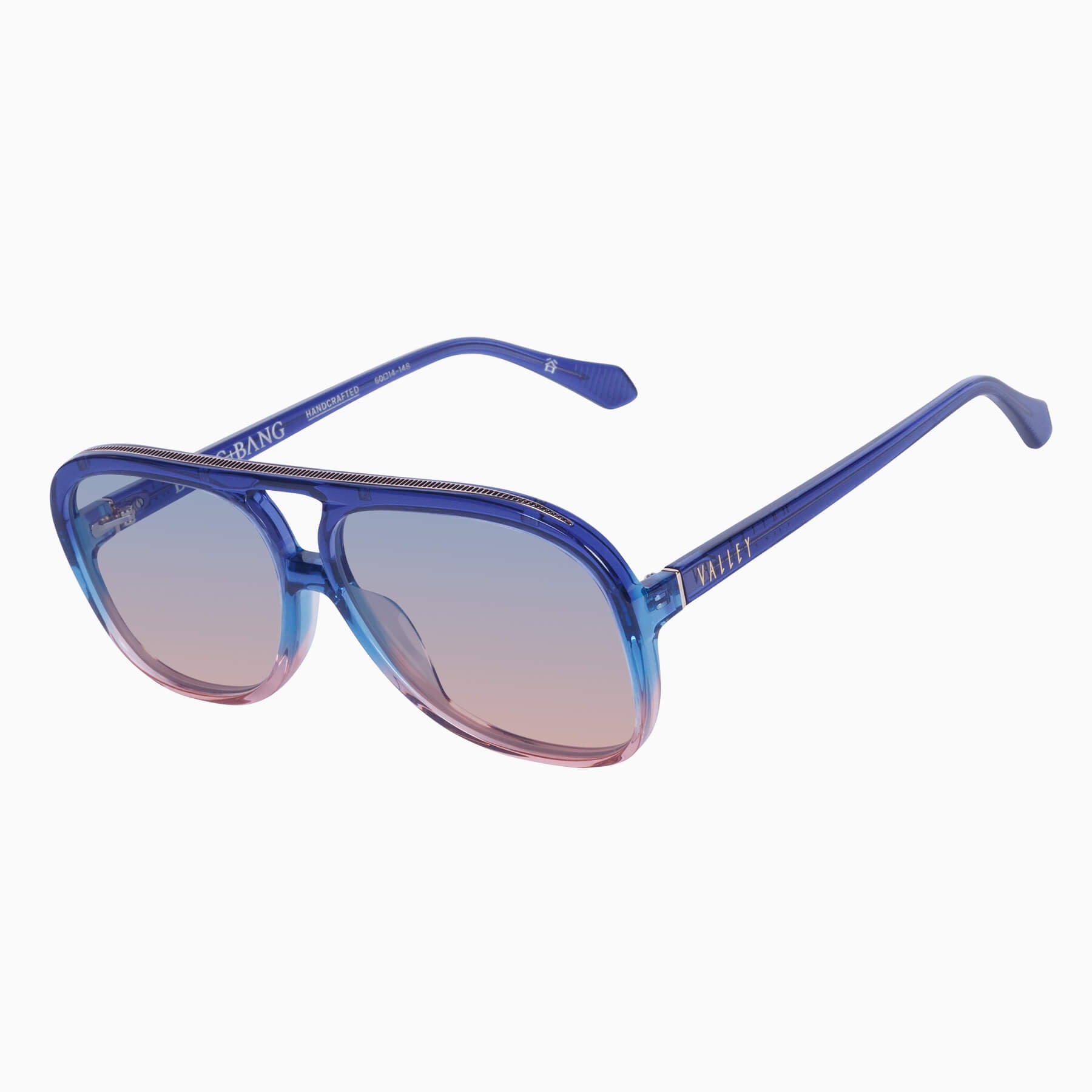 bangbang_bluefadetorose_bluetorosegradient_10_2048x Valley Bang Bang Sunglasses - in Blue Fade To Rose w. Gold Metal / Blue To Rose Gradient lens - Image 2