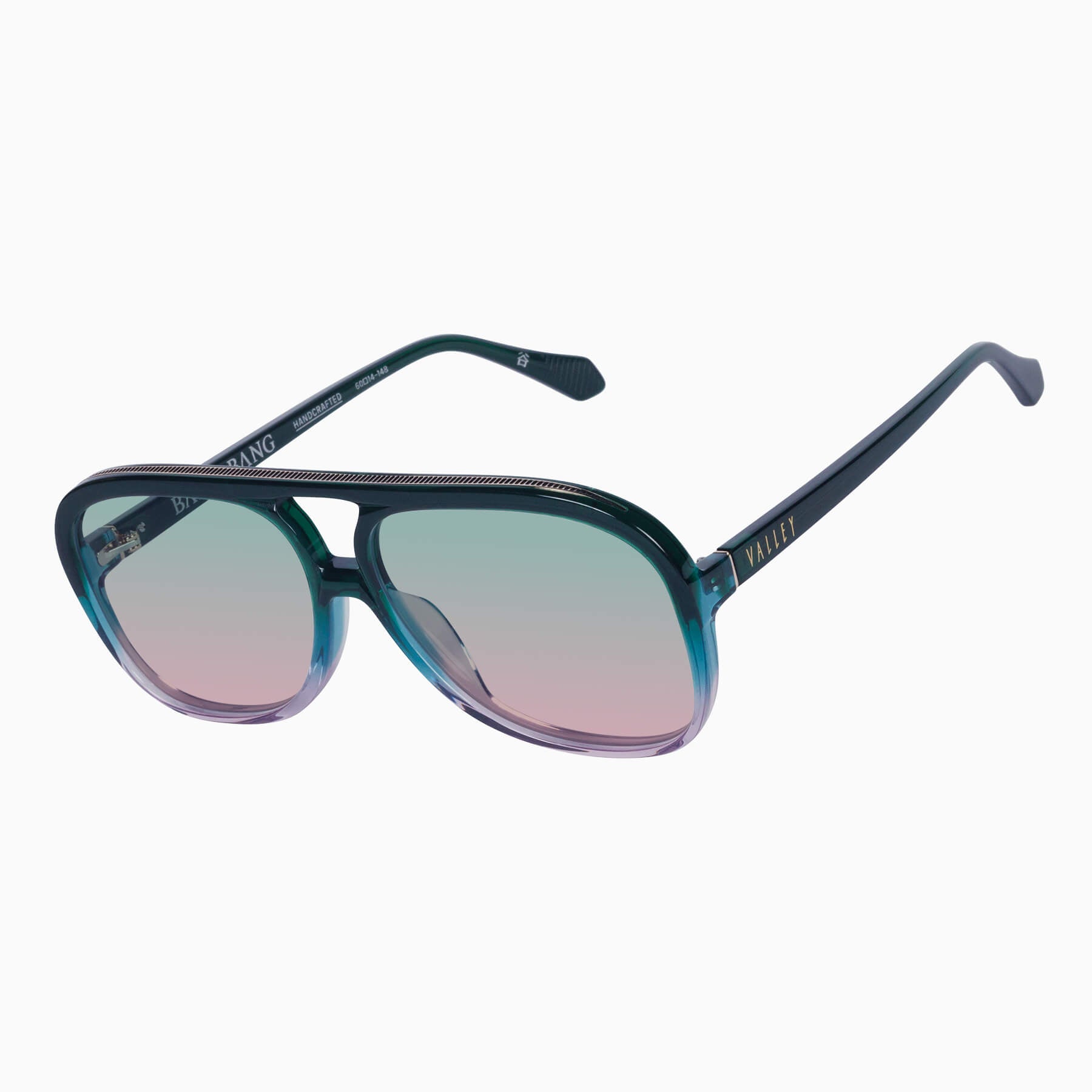 bangbang_forestgreenfadetorose_olivetorosegradient_10_2048x Valley Bang Bang Sunglasses - in Forest Green Fade To Rose w. Gold Metal / Olive To Rose Gradient Lens - Image 2