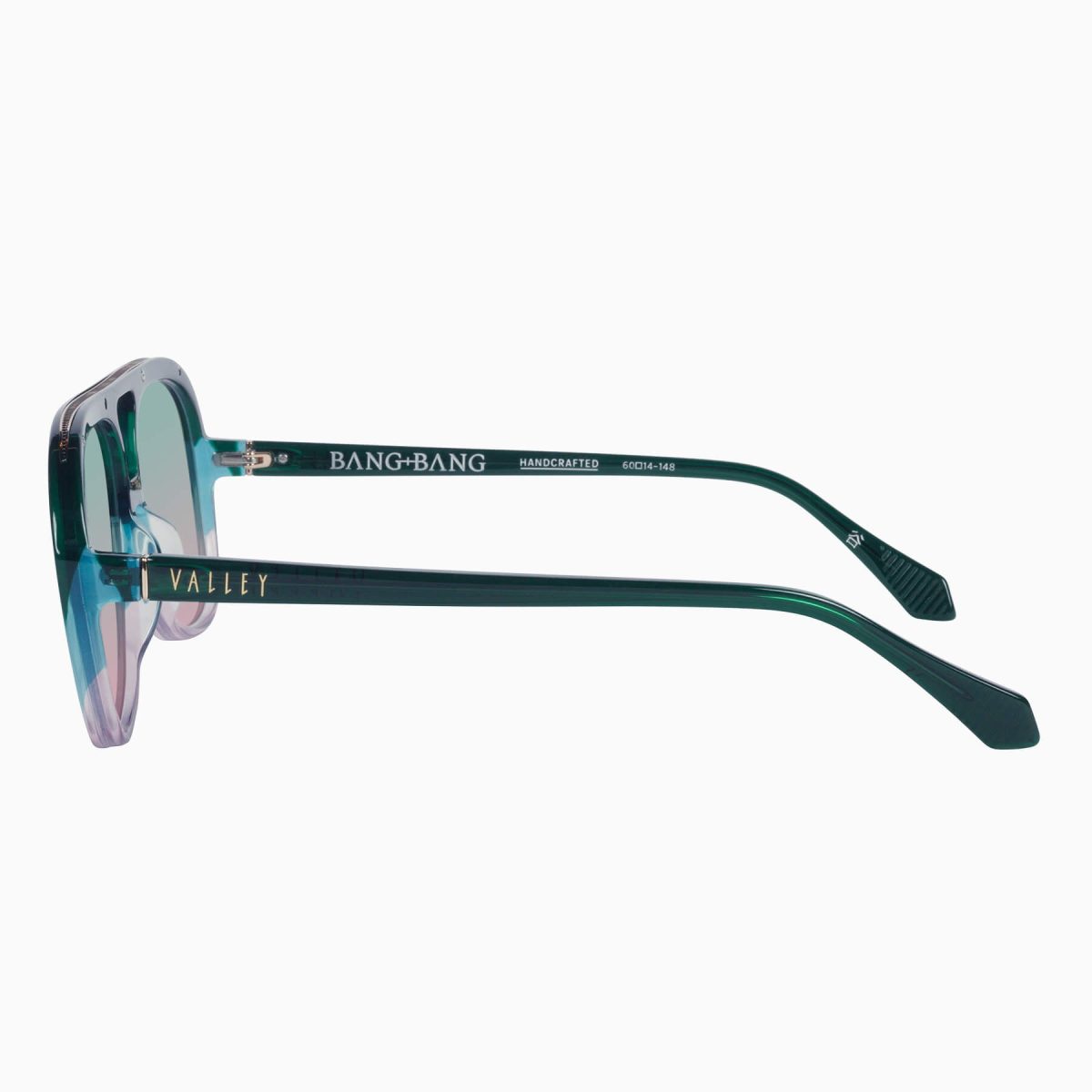 Valley Bang Bang Sunglasses - in Forest Green Fade To Rose w. Gold Metal / Olive To Rose Gradient Lens - Image 3