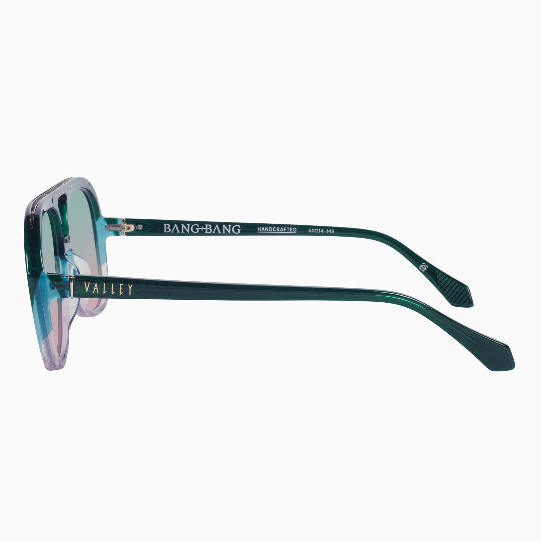 bangbang_forestgreenfadetorose_olivetorosegradient_11_2048x Valley Bang Bang Sunglasses - in Forest Green Fade To Rose w. Gold Metal / Olive To Rose Gradient Lens - Image 3