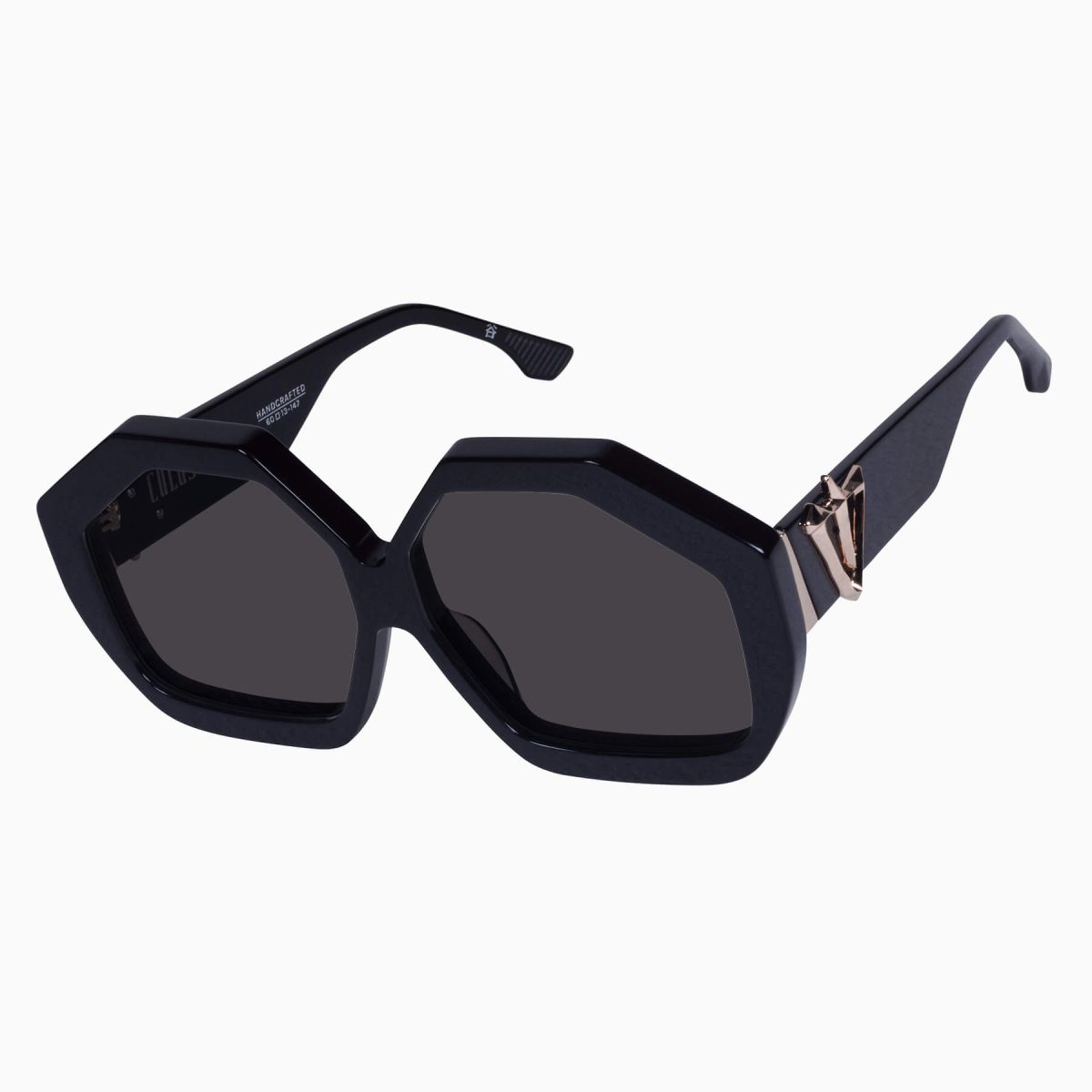 Valley Colosseum Sunglasses - in Gloss Black w. Gold Metal / Black Lens - Image 2