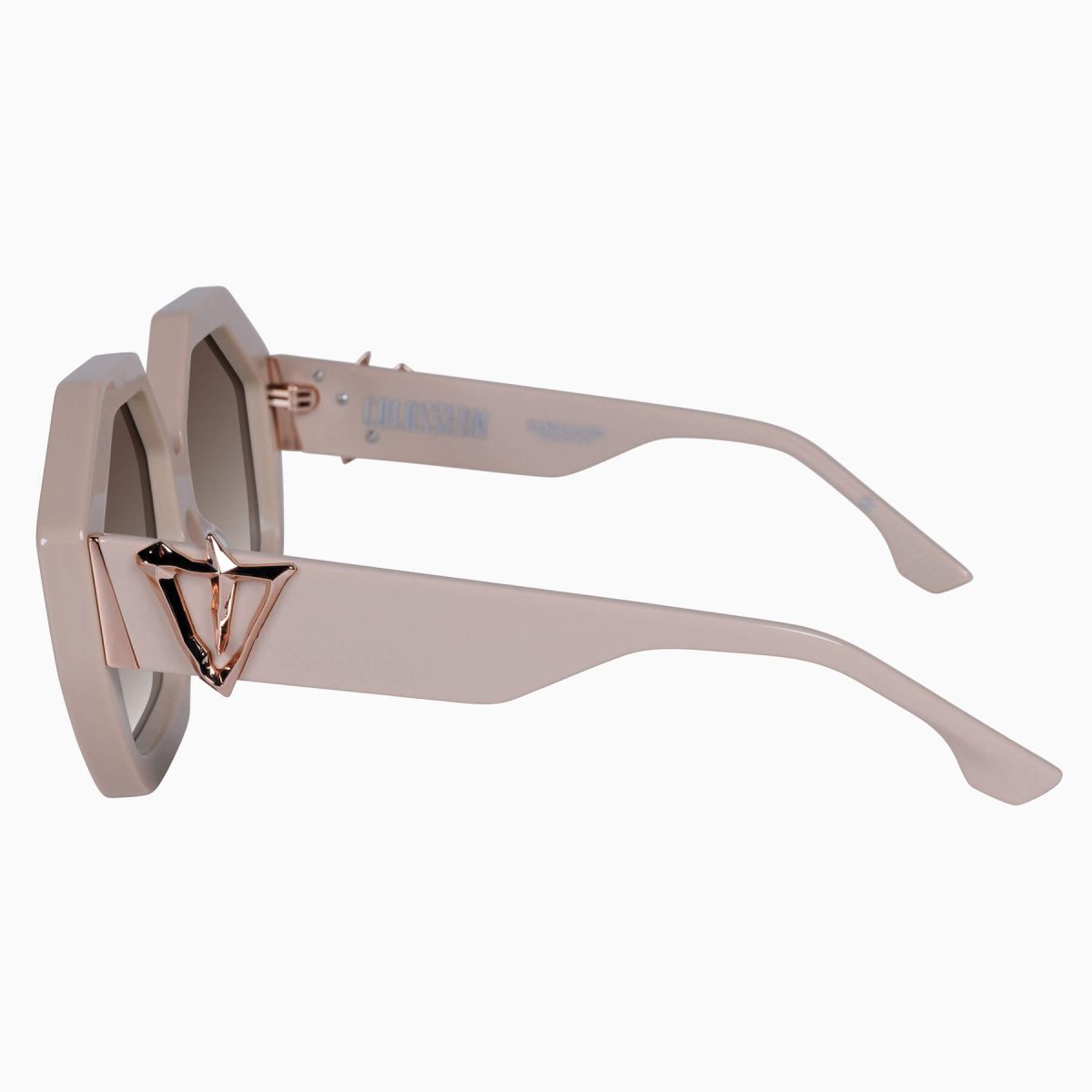 Valley Colosseum Sunglasses - in Crystal Pink, Champagne w. Gold Metal / Brown Gradient Lens - Image 2