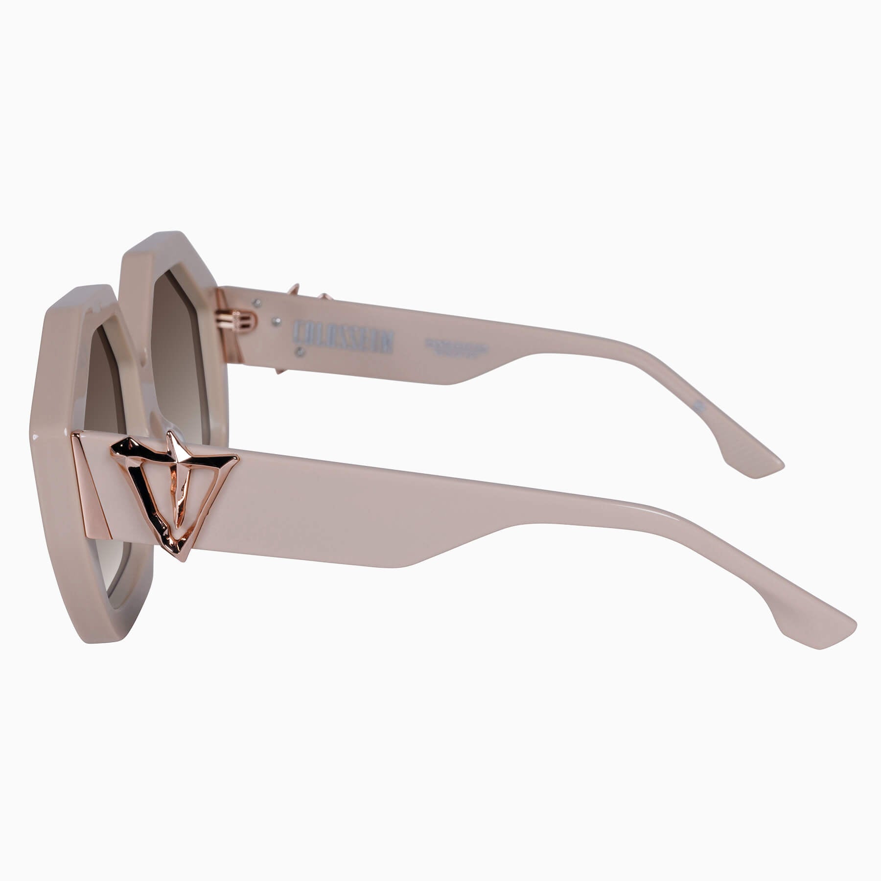 colosseum_lighttan_browngradient_11_2048x Valley Colosseum Sunglasses - in Crystal Pink, Champagne w. Gold Metal / Brown Gradient Lens - Image 2