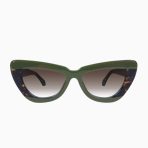 Valley Lafayette Sunglasses - in Army Green Clear Tort Splice w. Gold Metal / Brown Gradient Lens