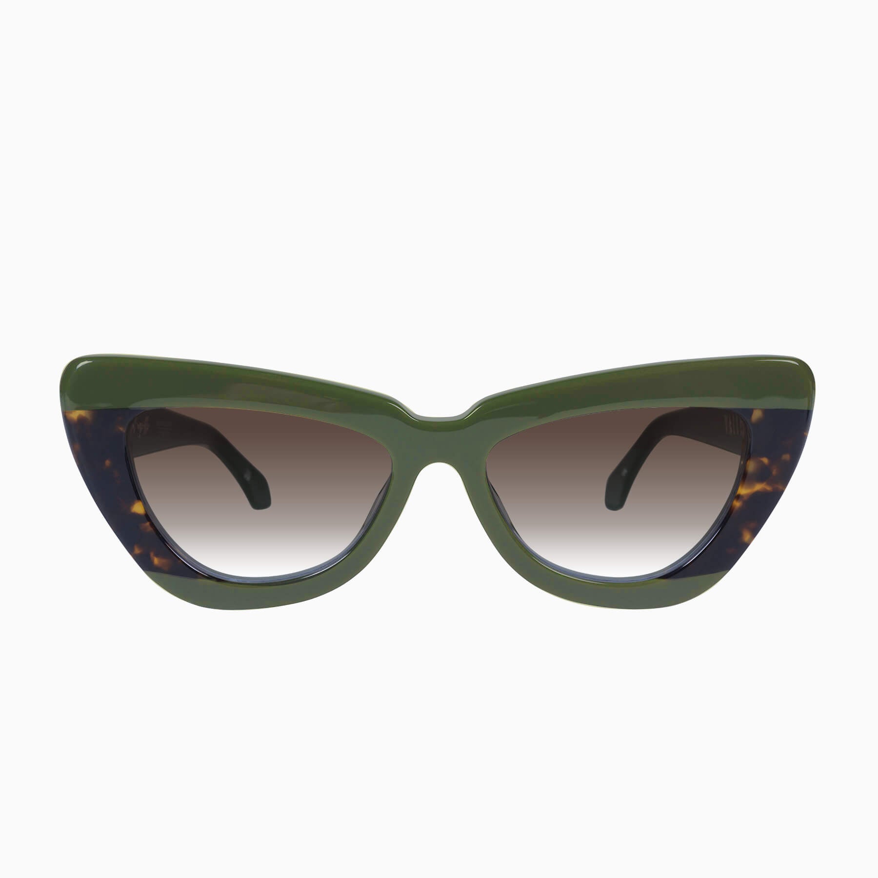 lafayette_armygreencleartortsplice_browngradient_001_2048x Valley Lafayette Sunglasses - in Army Green Clear Tort Splice w. Gold Metal / Brown Gradient Lens - Image 1