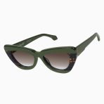 Valley Lafayette Sunglasses - in Army Green Clear Tort Splice w. Gold Metal / Brown Gradient Lens - Image 2