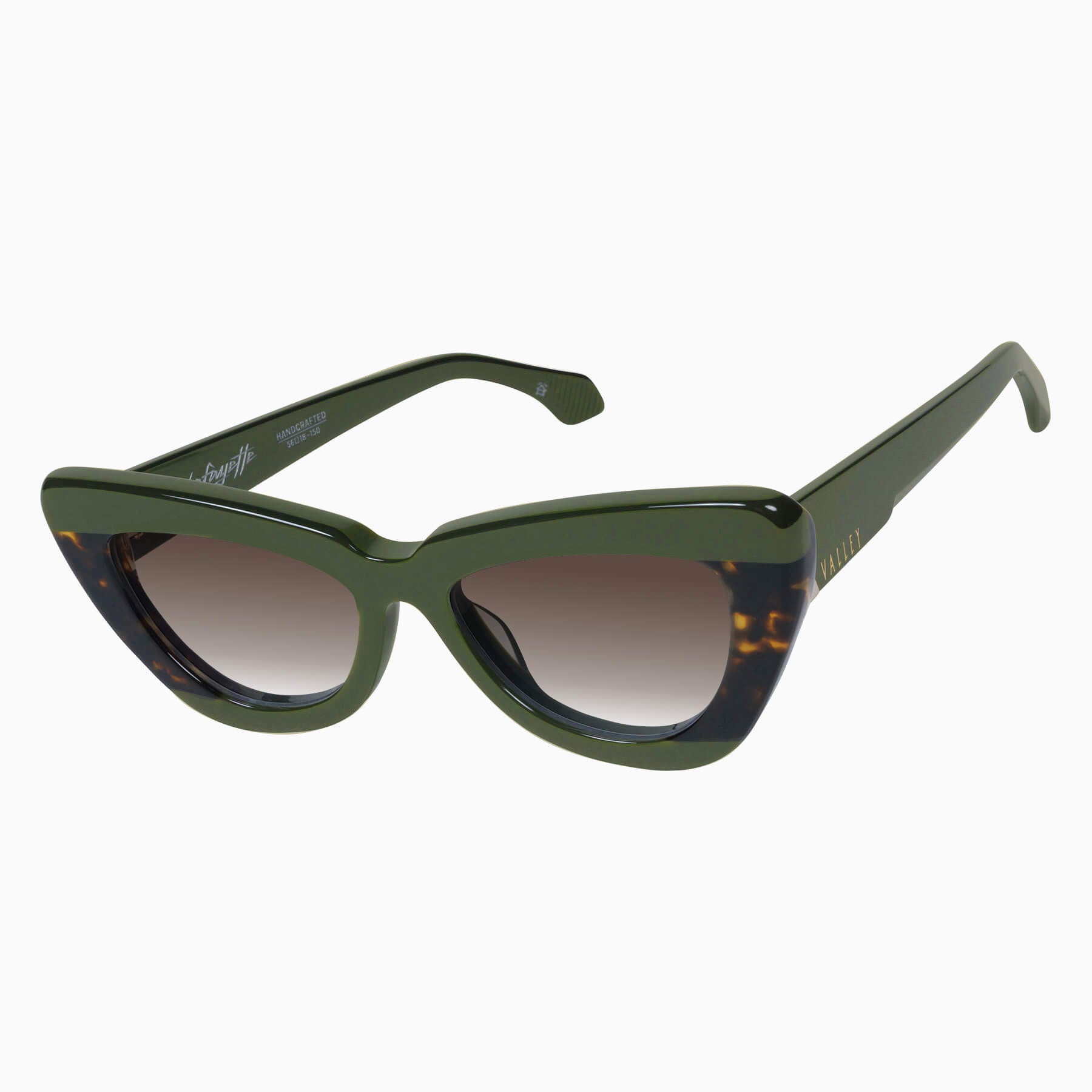 lafayette_armygreencleartortsplice_browngradient_002_2048x Valley Lafayette Sunglasses - in Army Green Clear Tort Splice w. Gold Metal / Brown Gradient Lens - Image 2