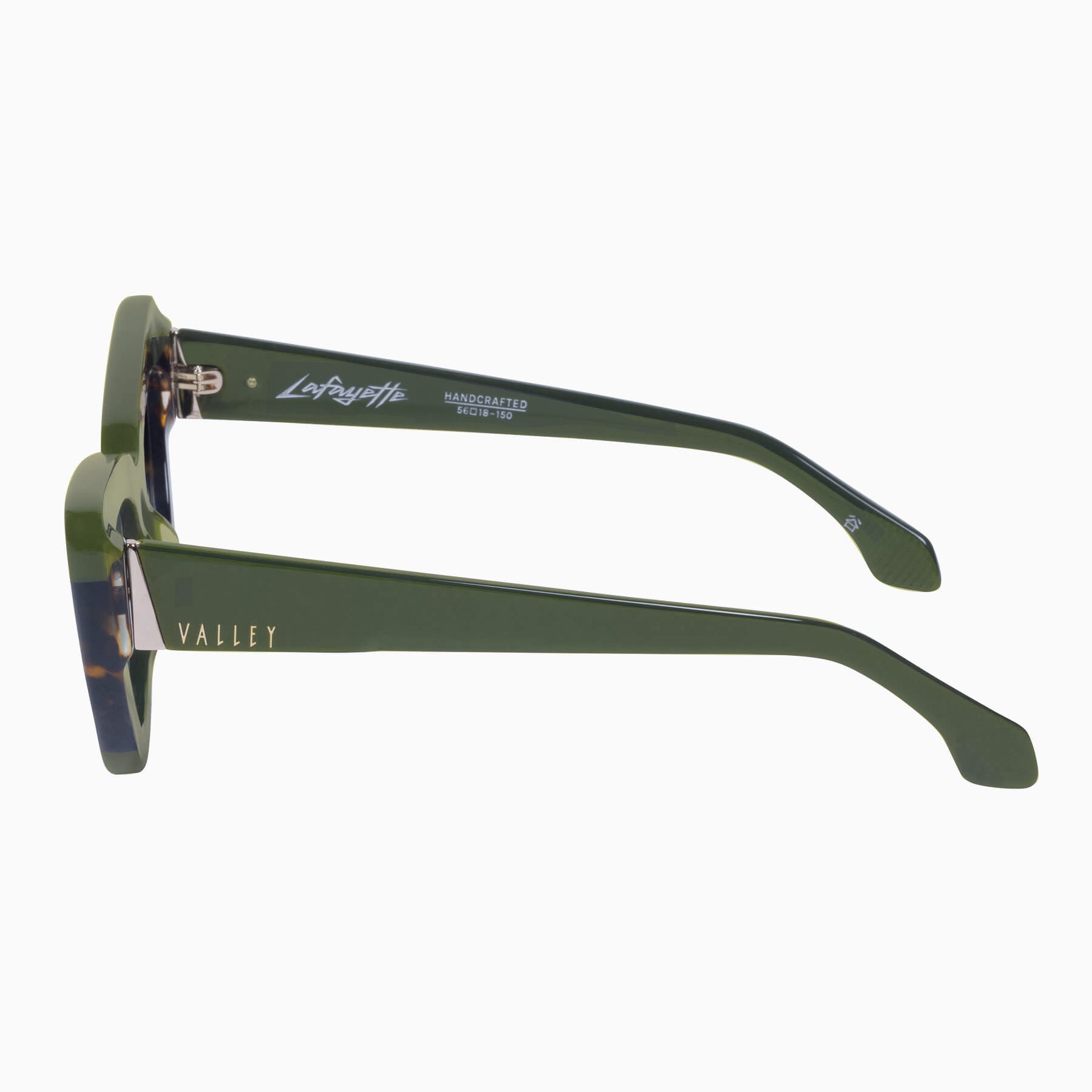 lafayette_armygreencleartortsplice_browngradient_003_2048x Valley Lafayette Sunglasses - in Army Green Clear Tort Splice w. Gold Metal / Brown Gradient Lens - Image 3
