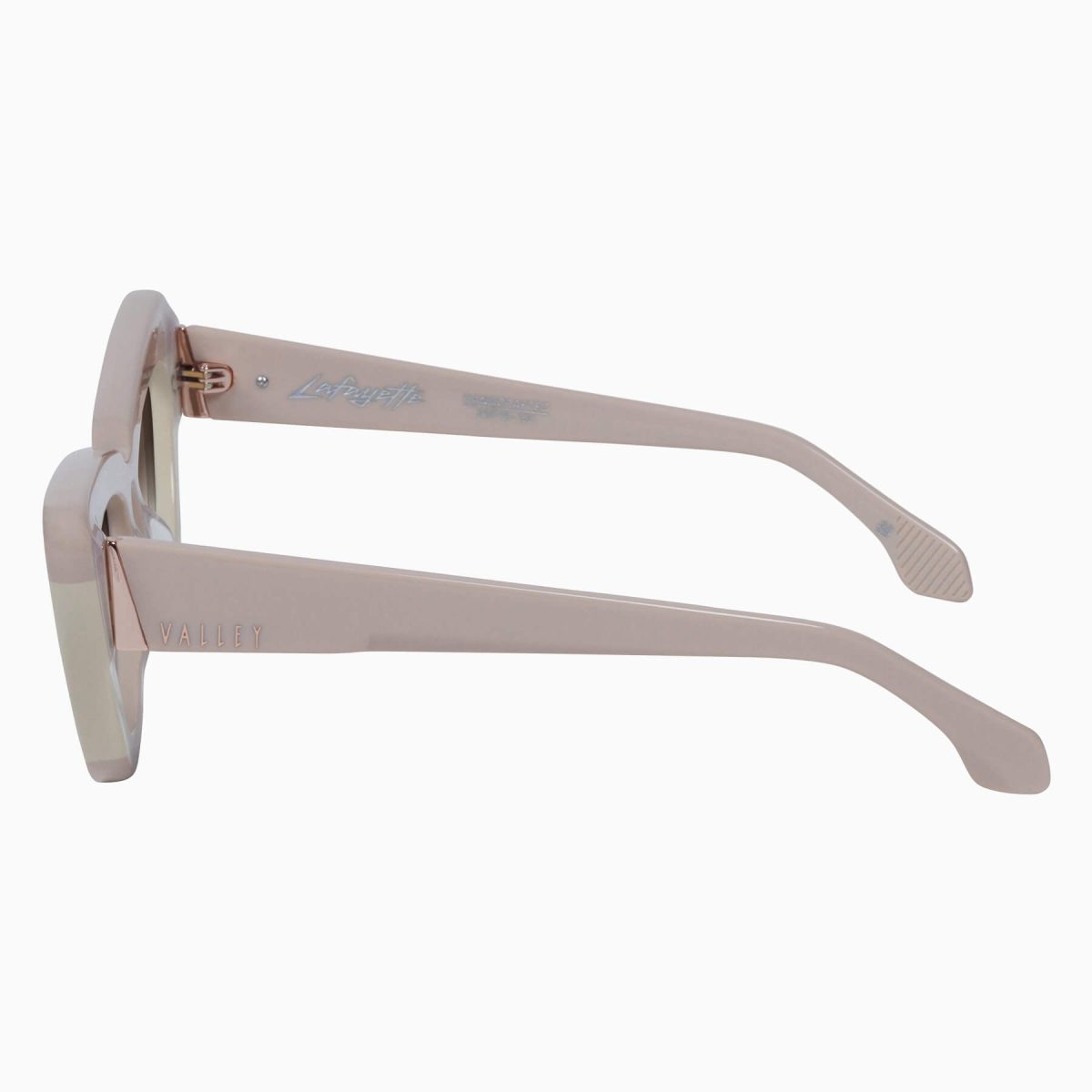 Valley Lafayette Sunglasses - in Light Tan Biege Splice w. Rose Gold Metal / Brown Gradient Lens - Image 3