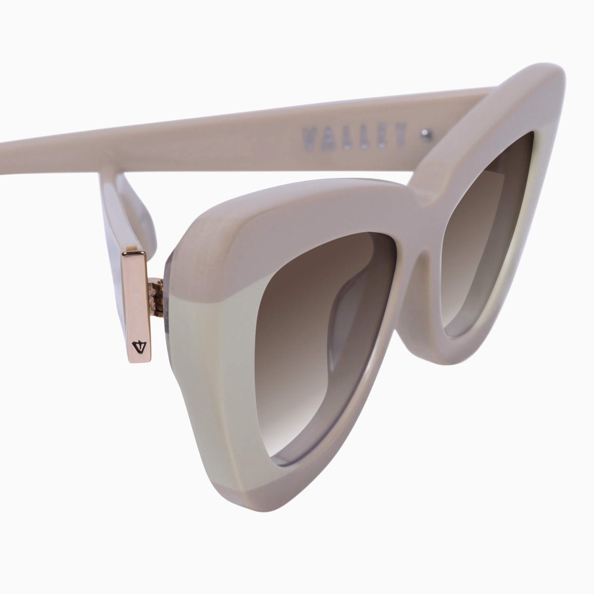 Valley Lafayette Sunglasses - in Light Tan Biege Splice w. Rose Gold Metal / Brown Gradient Lens - Image 4