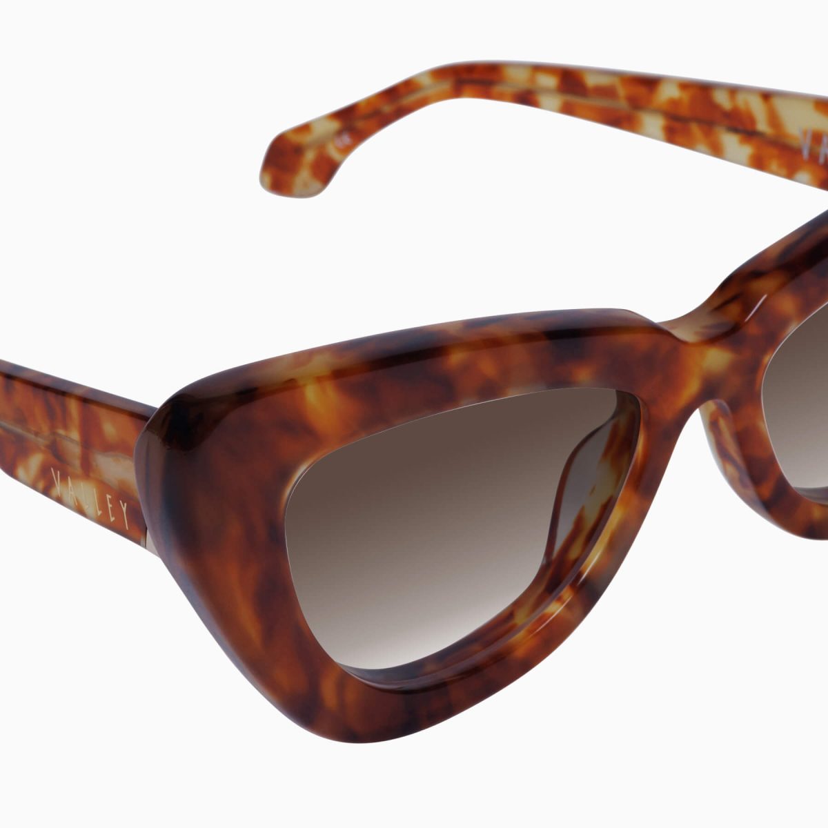 Valley Lafayette Sunglasses - in Maple Tort w. Gold Metal / Brown Gradient Lens - Image 4